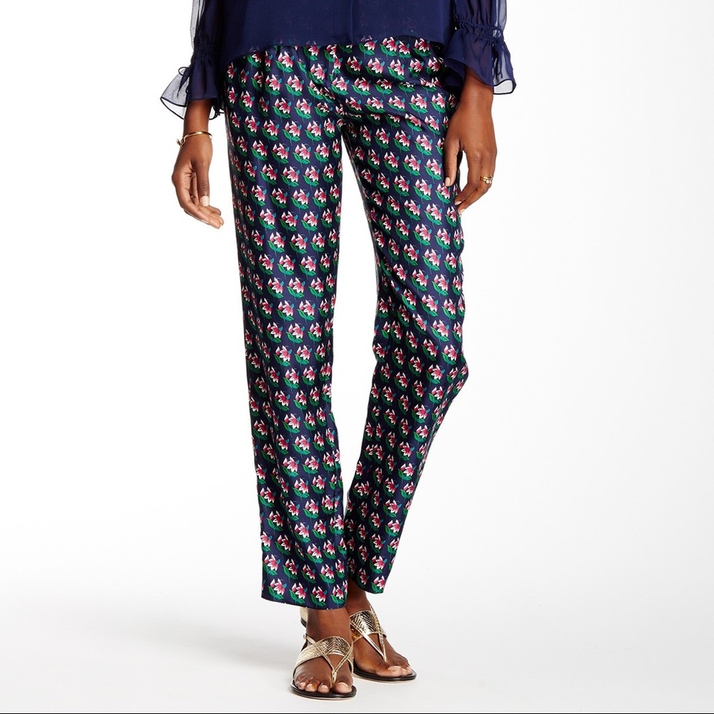 DVF Zen Flora Midnight Silk Pants (Altered)
